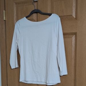 Classic Women's White 3/4  Sleeve Boatneck Top